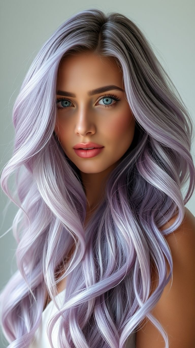 Hair Color Inspirations: 100+ Daring Must-Have Shades That Shine | Pocoko Lavender blonde long hair: for when you want to stay classy but still add a dash of playful whimsy to your style.