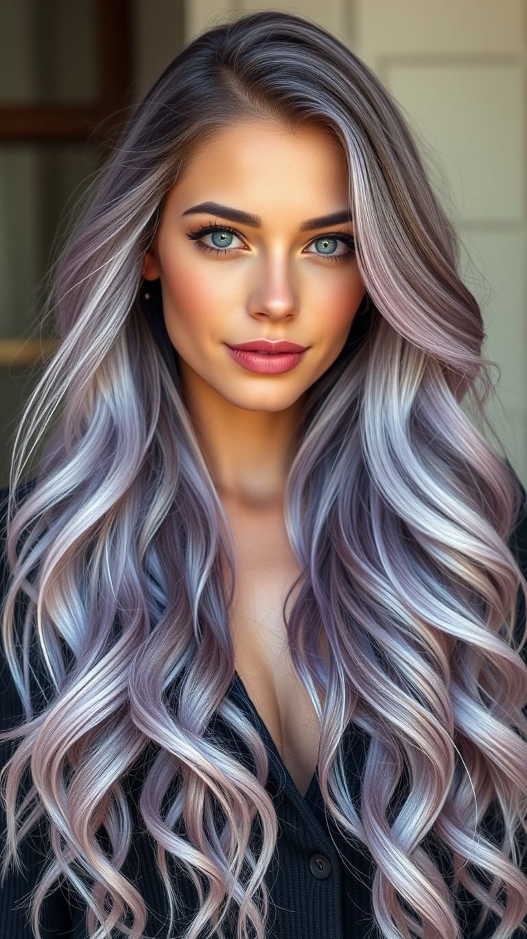 Hair Color Inspirations: 100+ Daring Must-Have Shades That Shine | Pocoko Shine bright with lavender blonde long hair! This color inspiration is perfect for making every day feel like a fairytale.