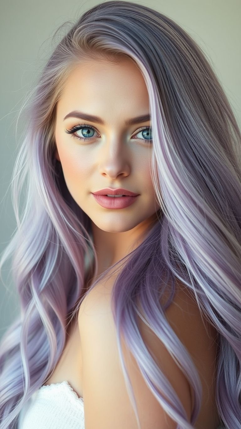 Hair Color Inspirations: 100+ Daring Must-Have Shades That Shine | Pocoko Elegant meets enchanting with lavender blonde long hair! A soft, pastel blend that’s perfect for anyone ready to glow.