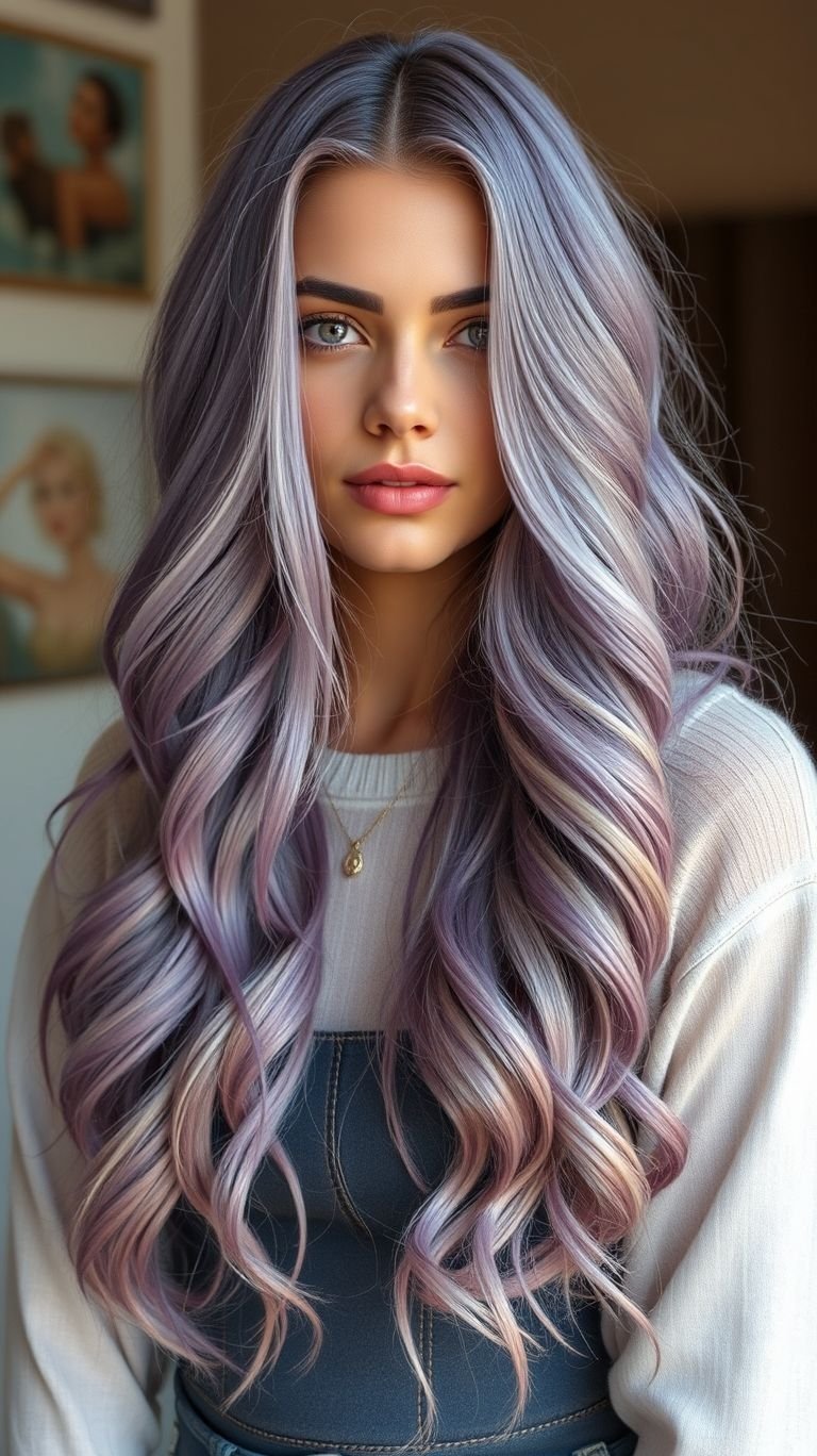Hair Color Inspirations: 100+ Daring Must-Have Shades That Shine | Pocoko Channel your inner pastel queen with lavender blonde long locks! A dreamy combination that’s effortlessly stunning.