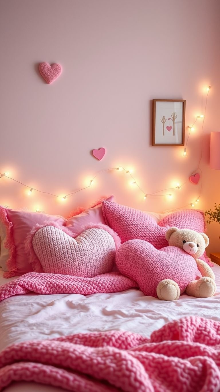 Who can resist a bed with a loving pink aesthetic? Soft pink linens, cuddly throws, and plush pillows make this space feel like the ultimate getaway, perfect for both restful nights and lazy mornings.