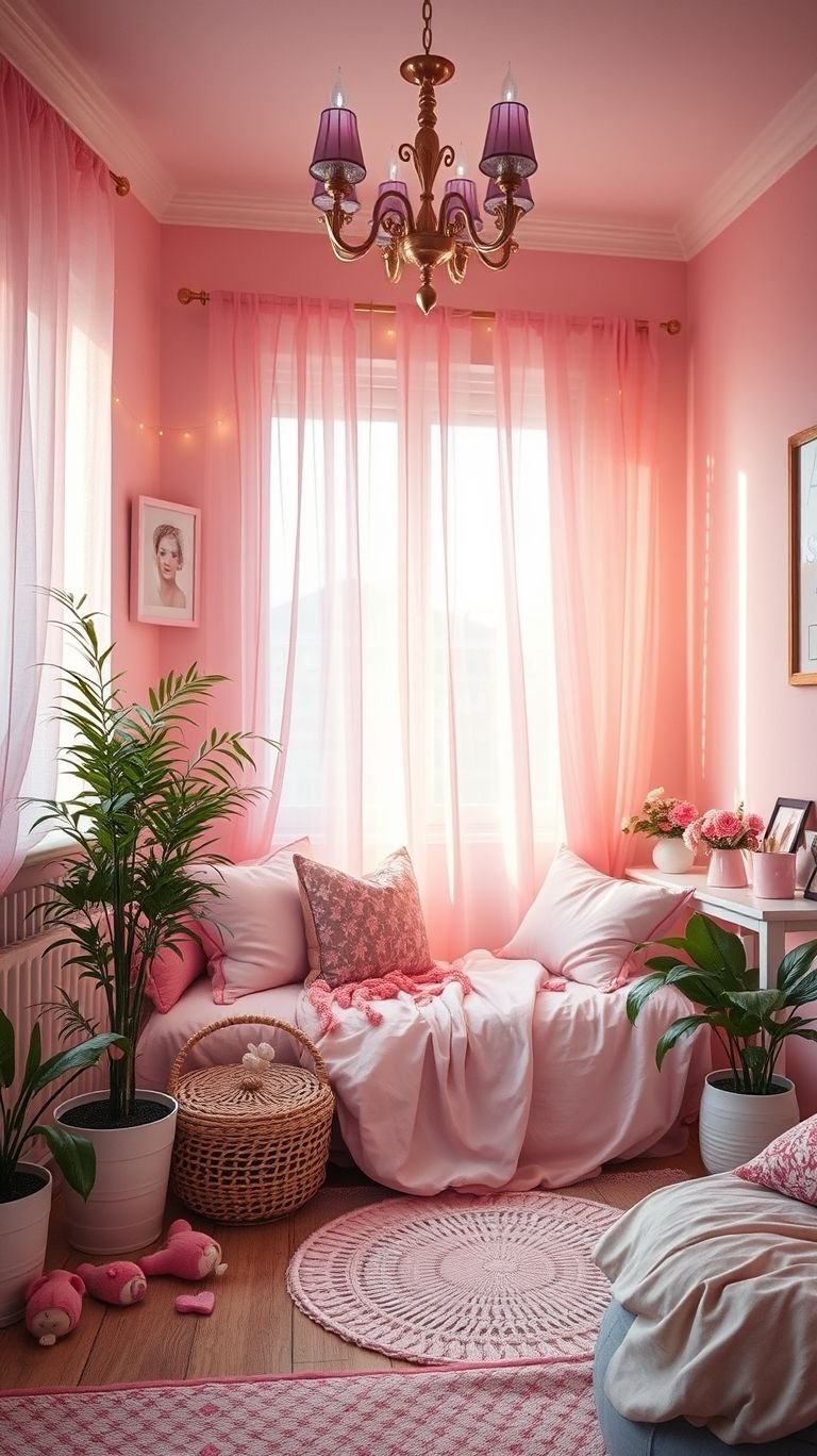 A loving pink aesthetic bed is all about creating a calming, welcoming space. Soft shades of pink, cuddly throws, and cozy pillows create the perfect environment for a restful night’s sleep or just a peaceful moment to yourself.