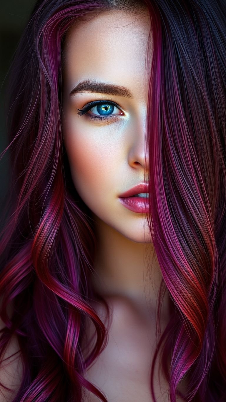 Hair Color Inspirations: 100+ Daring Must-Have Shades That Shine | Pocoko Turn heads with long magenta locks! A daring color choice that blends passion and creativity into one unforgettable look.