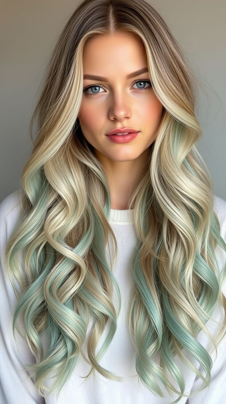 Hair Color Inspirations: 100+ Daring Must-Have Shades That Shine | Pocoko Mint ombre long hair: it’s edgy yet graceful, bold yet breezy. A color inspiration that’s bound to turn envy green!