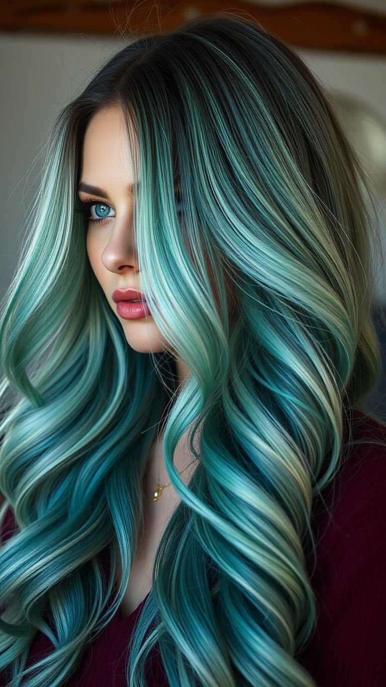 Hair Color Inspirations: 100+ Daring Must-Have Shades That Shine | Pocoko Soft, sleek, and refreshingly different—mint ombre long hair offers a cool-toned twist on classic gradient styles.