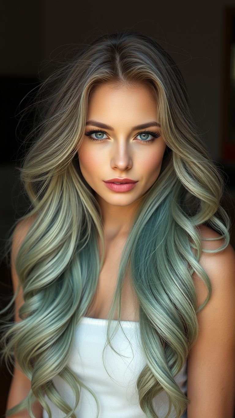 Hair Color Inspirations: 100+ Daring Must-Have Shades That Shine | Pocoko Add a touch of minty freshness to your long hair with ombre! It’s a modern style that’s effortlessly unique and seriously eye-catching.