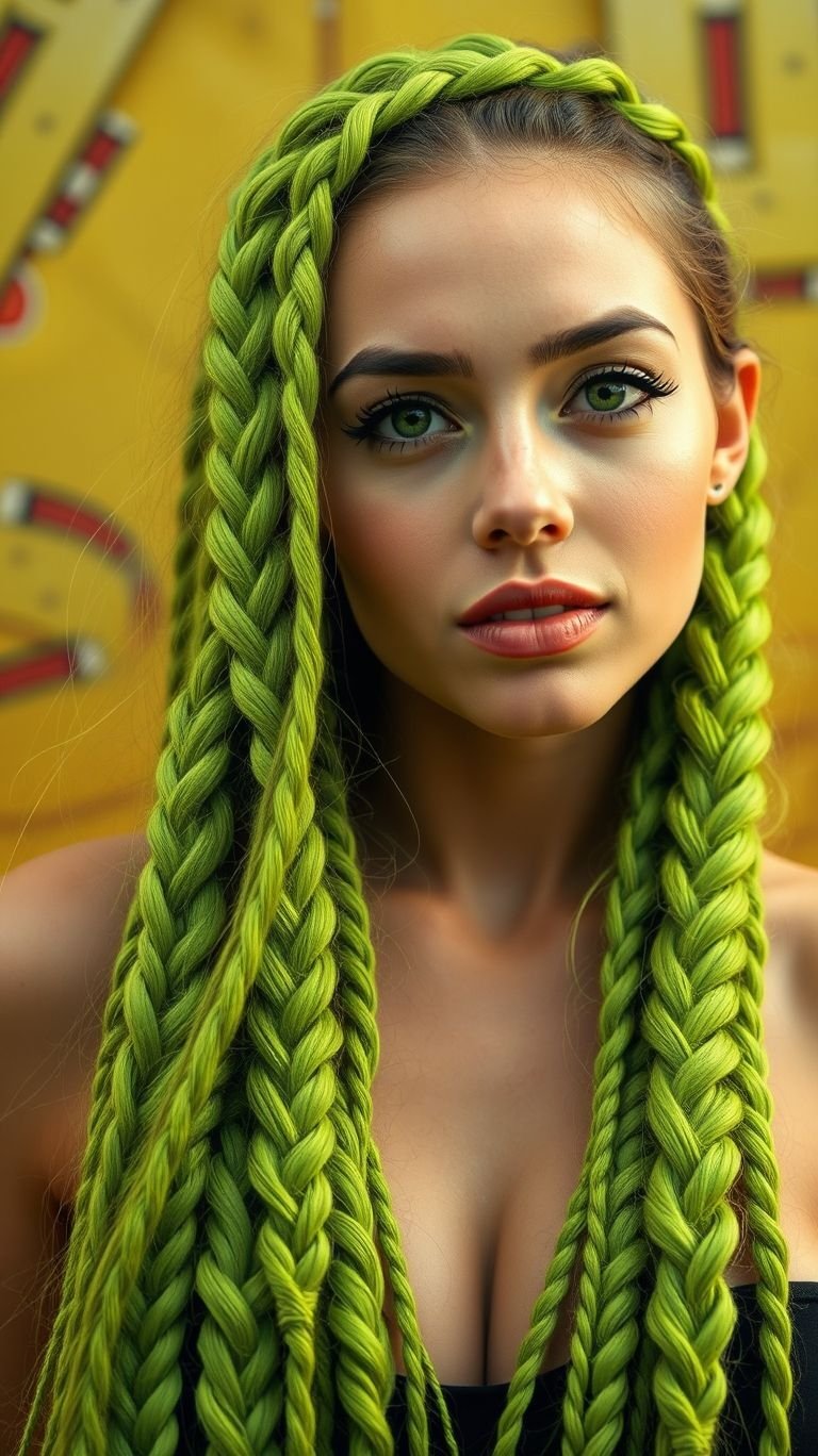 Why blend in when you can glow? Neon green braids are the ultimate statement—bold, electric, and unapologetically fierce!