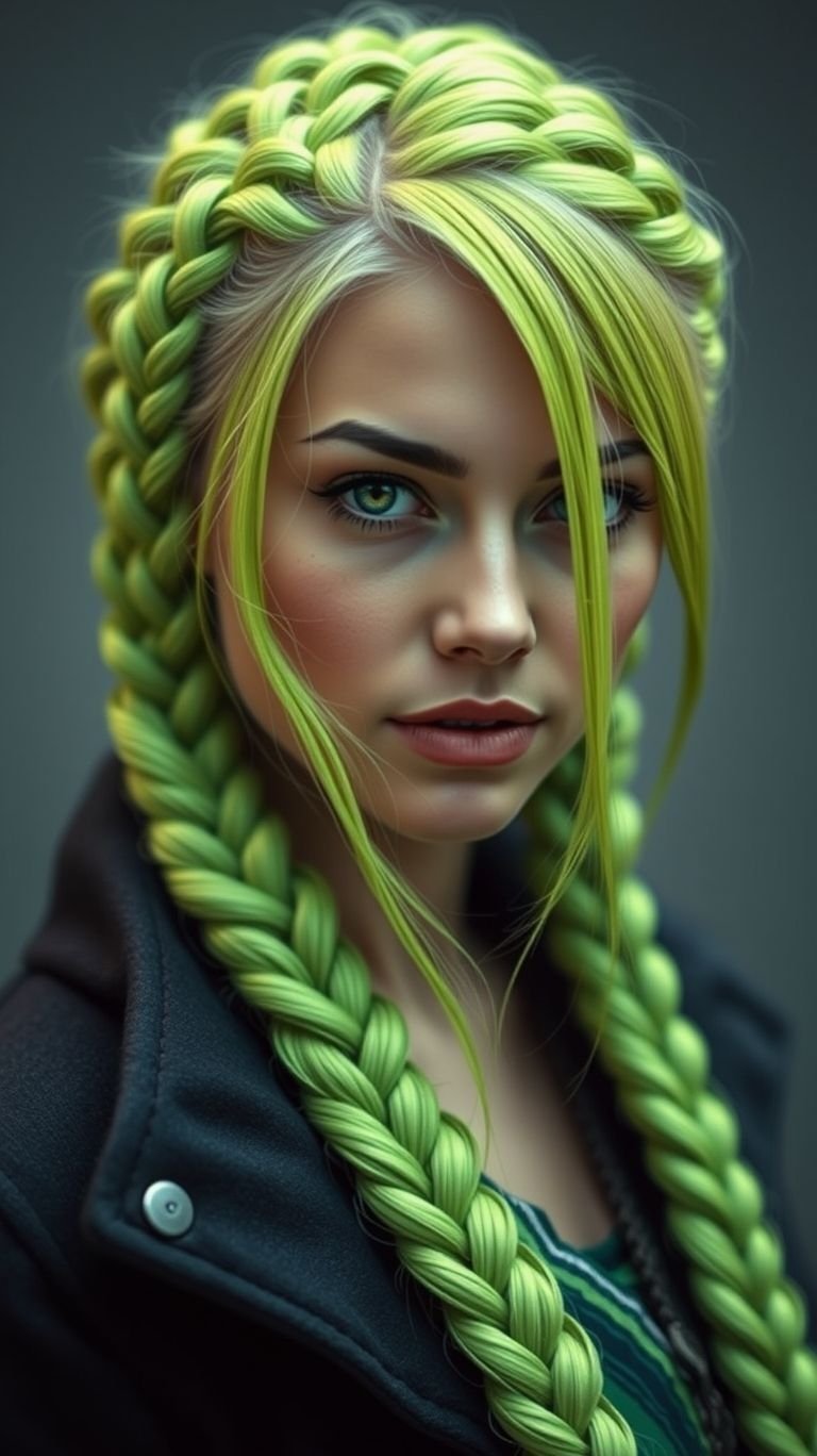 Make a bold statement with neon green braids! Vibrant, lively, and perfect for turning up the volume on your style.