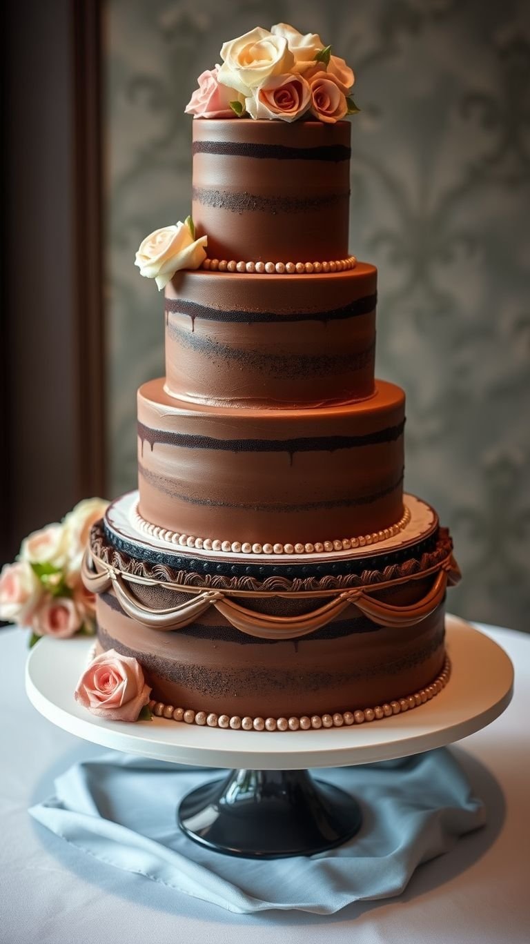 Who needs frosting when you have naked chocolate layers this dreamy? A modern wedding cake that’s equal parts sophisticated and delicious.
