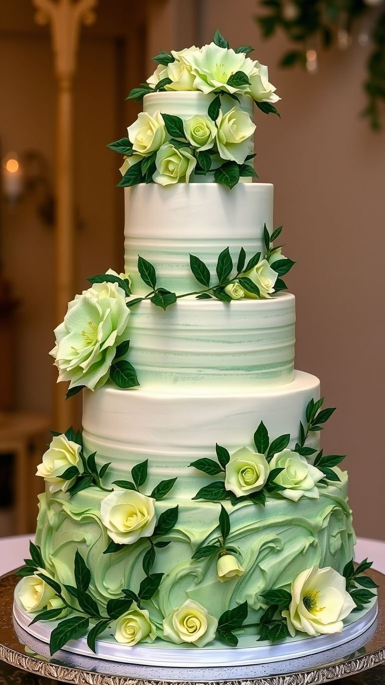 Pastel green wedding cakes are the perfect balance of sweetness and sophistication. Who knew elegance could taste so good?