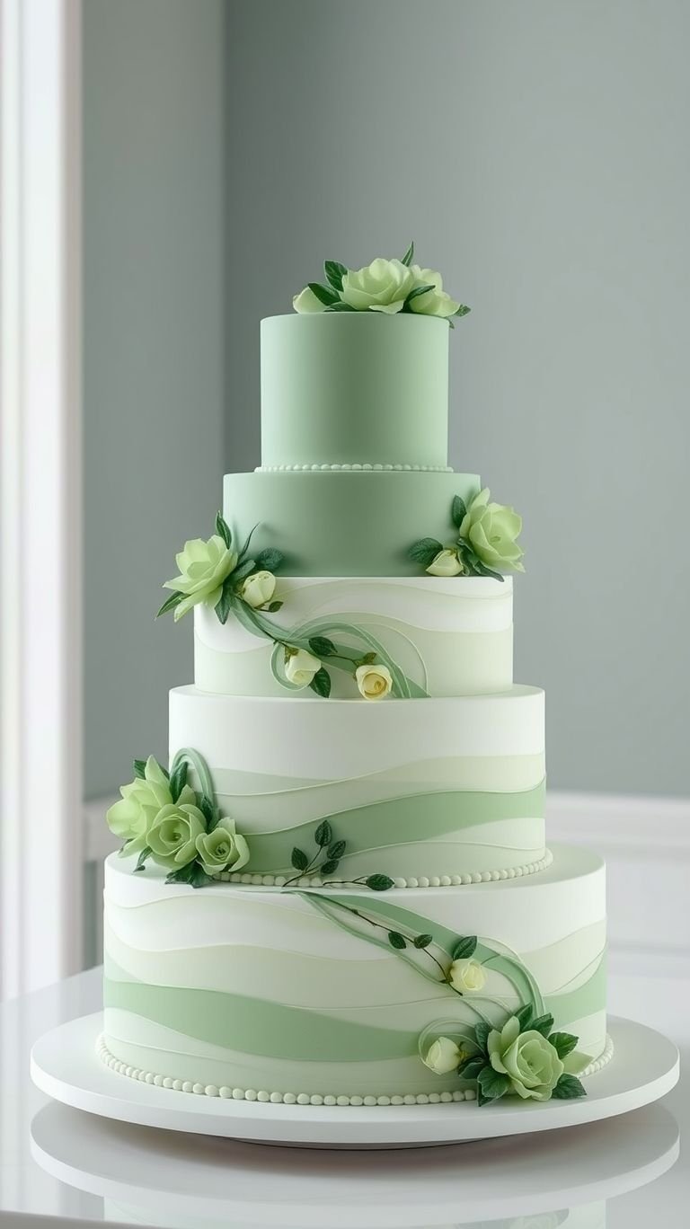 Fresh, classy, and oh-so-chic! Pastel green wedding cakes add that dreamy touch your big day deserves.