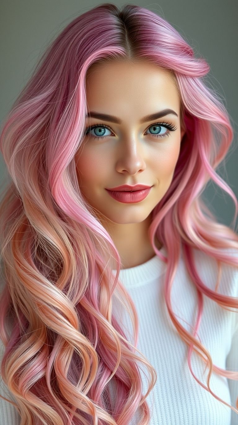 Hair Color Inspirations: 100+ Daring Must-Have Shades That Shine | Pocoko Pretty in pink takes on a whole new meaning with long, flowing locks in every shade of this iconic hue!