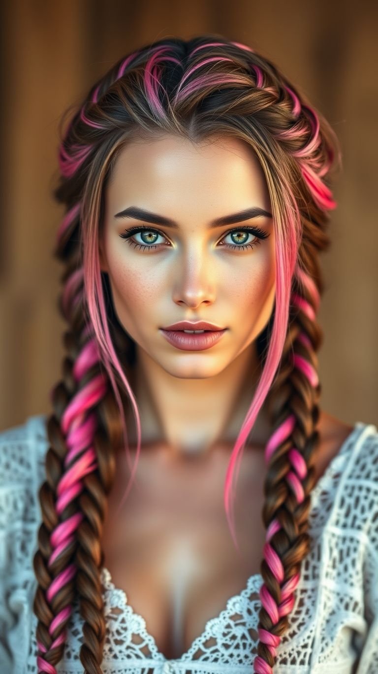 Make your locks pop with pink braids! Whether bold or subtle, this color screams fun and fabulous.