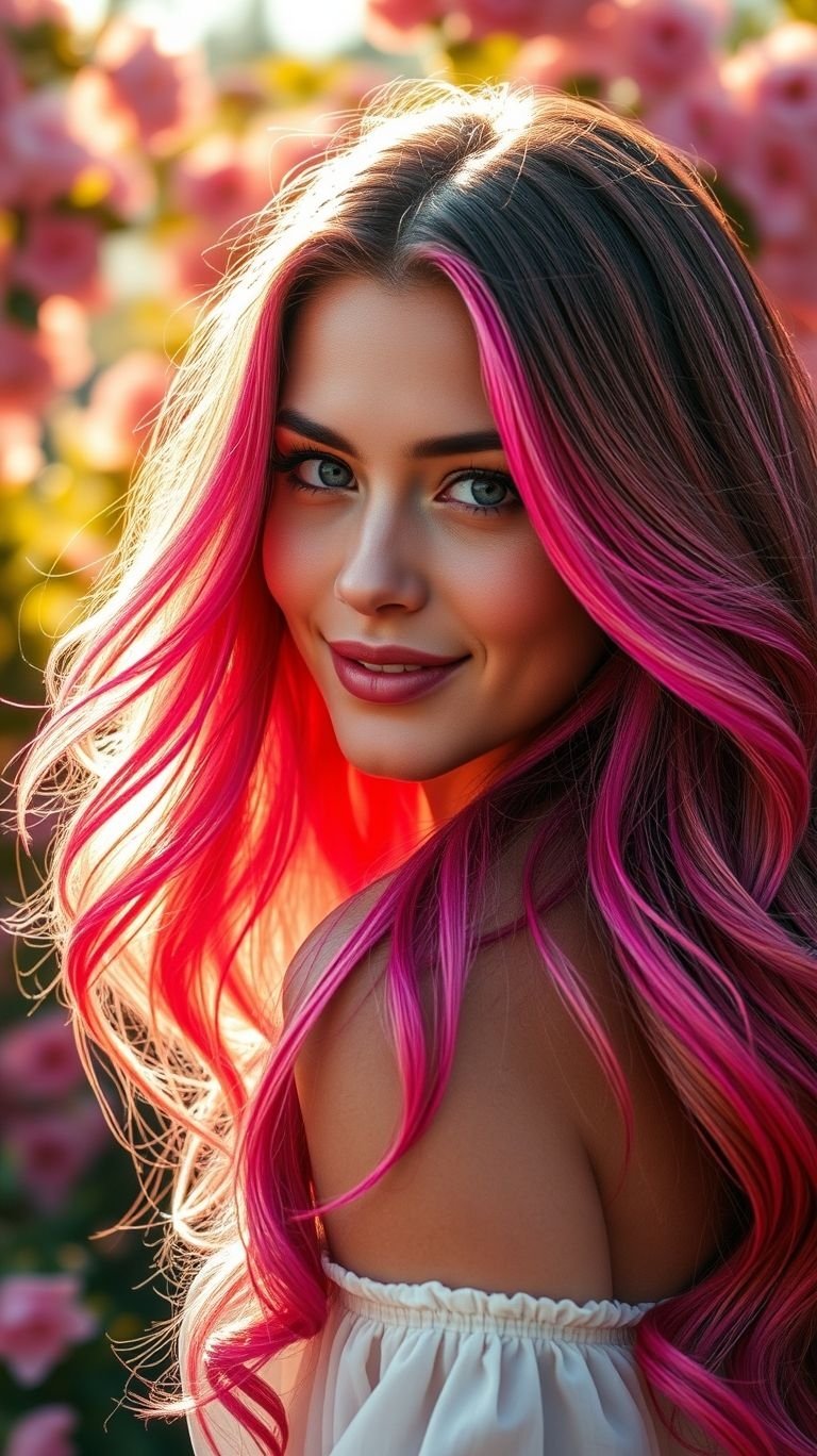 Hair Color Inspirations: 100+ Daring Must-Have Shades That Shine | Pocoko Blush, bold, or neon—pink long hair is your ticket to turning everyday into a runway moment.
