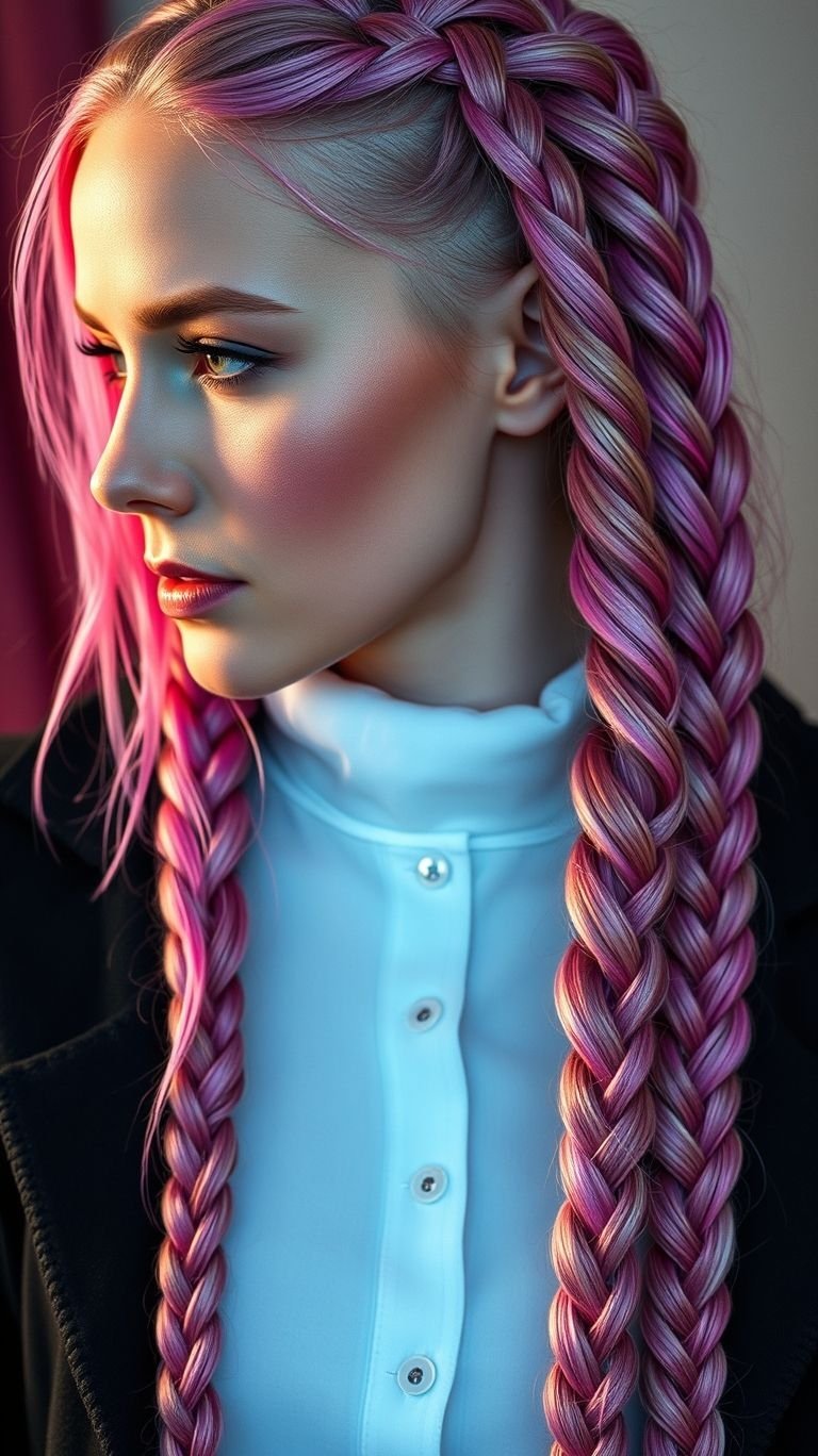 Why blend in when you can stand out? Pink braids are the playful, vibrant twist your hairstyle needs.