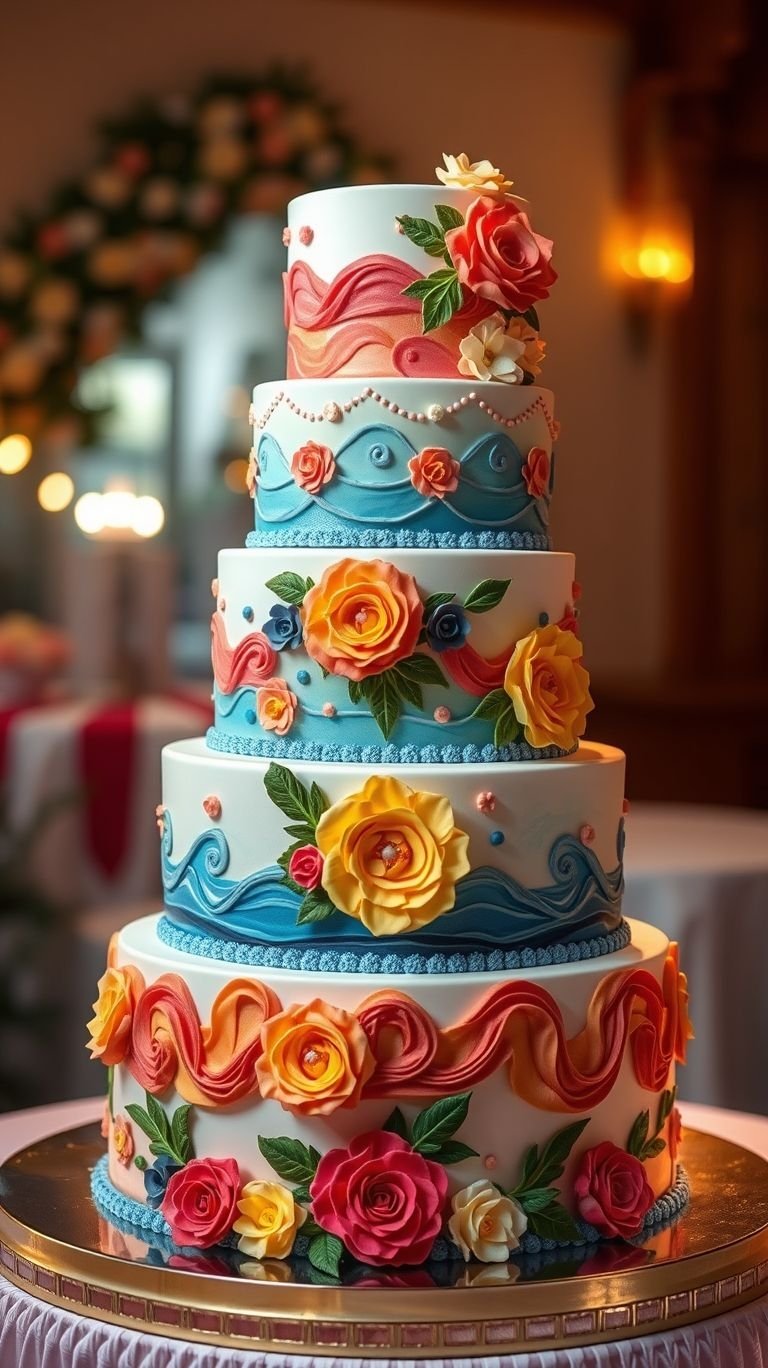 Who needs ordinary when you can have extraordinary? These rainbow-inspired color splash wedding cakes are edible works of art!