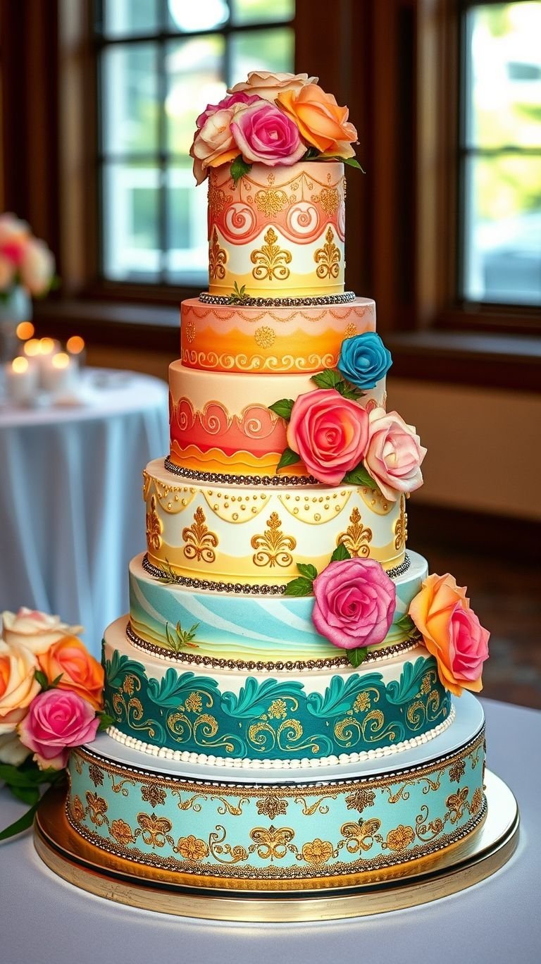 A kaleidoscope of color and sweetness! Rainbow-inspired wedding cakes are the ultimate centerpiece for a truly joyful event.