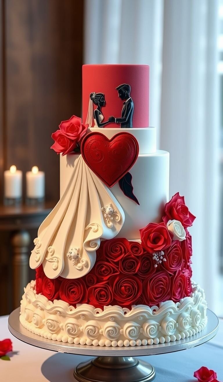 Boldly romantic and utterly delicious, red velvet wedding cakes steal the spotlight. A timeless favorite for a celebration of love and flavor!