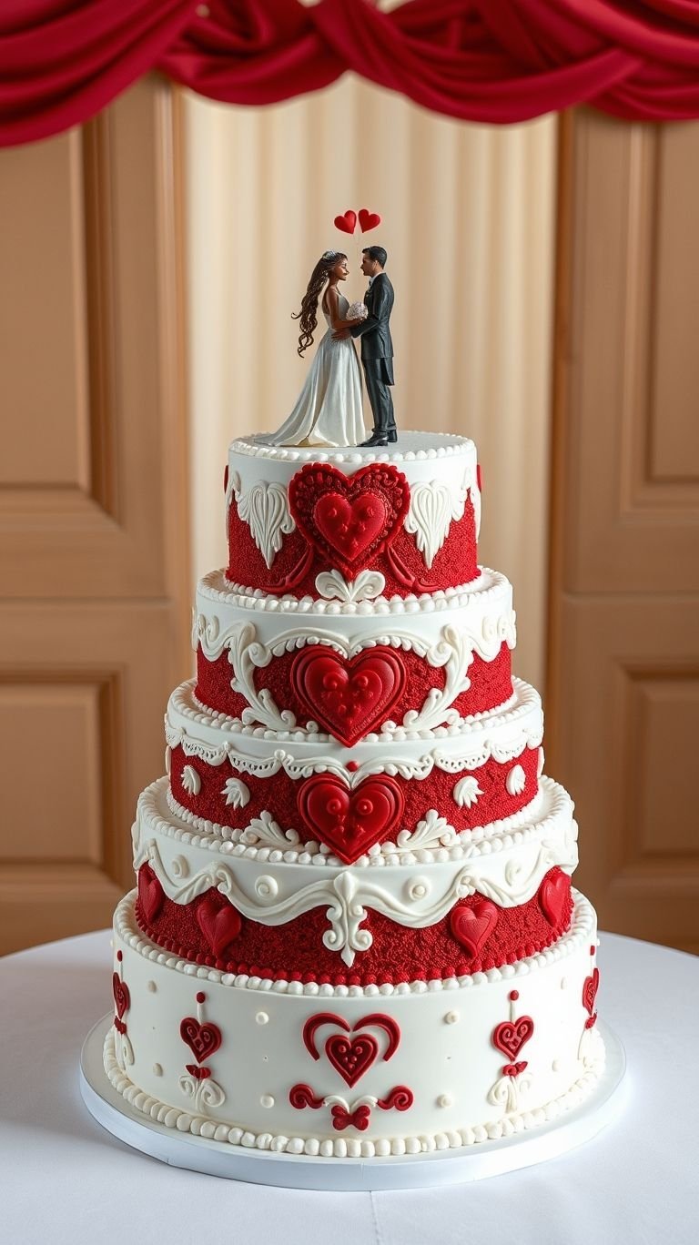 Rich, bold, and unforgettable—red velvet wedding cakes are the ultimate indulgence. A stunning dessert centerpiece that's as luxurious as your big day!
