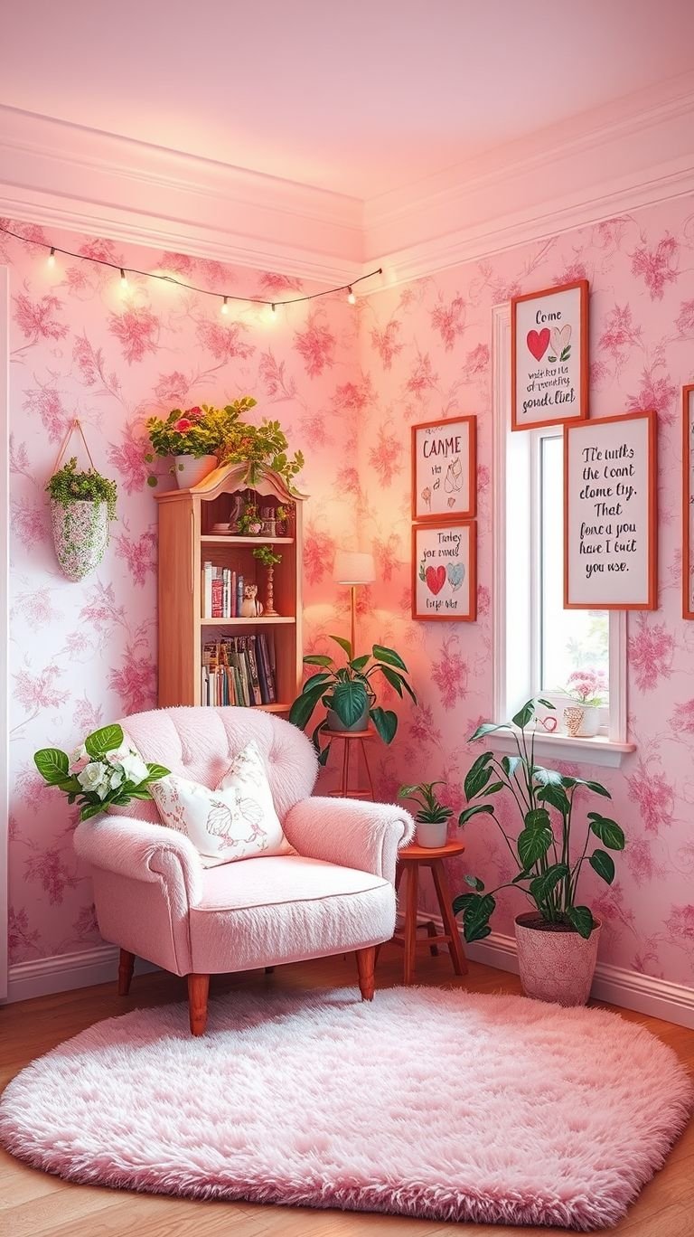 A pink aesthetic sitting corner is the ultimate cozy nook for your room. Pile up soft cushions, toss in some pastel accents, and voila! You’ve got the perfect space for relaxation or that perfect Instagram shot.