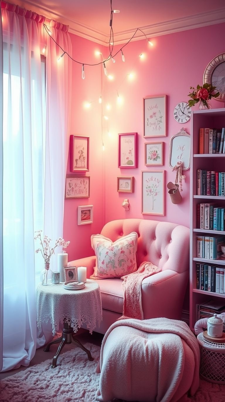 Turn any corner into a peaceful pink paradise with a sitting area designed for comfort and style. Soft pink cushions, gentle lighting, and a cozy throw blanket will have you lounging in style all day long.