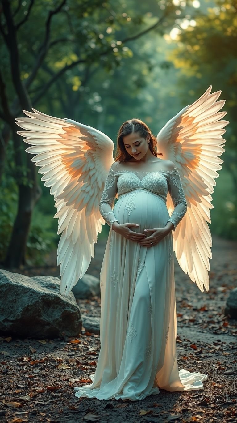 85 Pregnancy Photoshoot Ideas That Capture Pure Joy | Pocoko Turn your maternity shoot into a heavenly affair! Angel wings add elegance, grace, and a touch of celestial magic to your pregnancy photos.