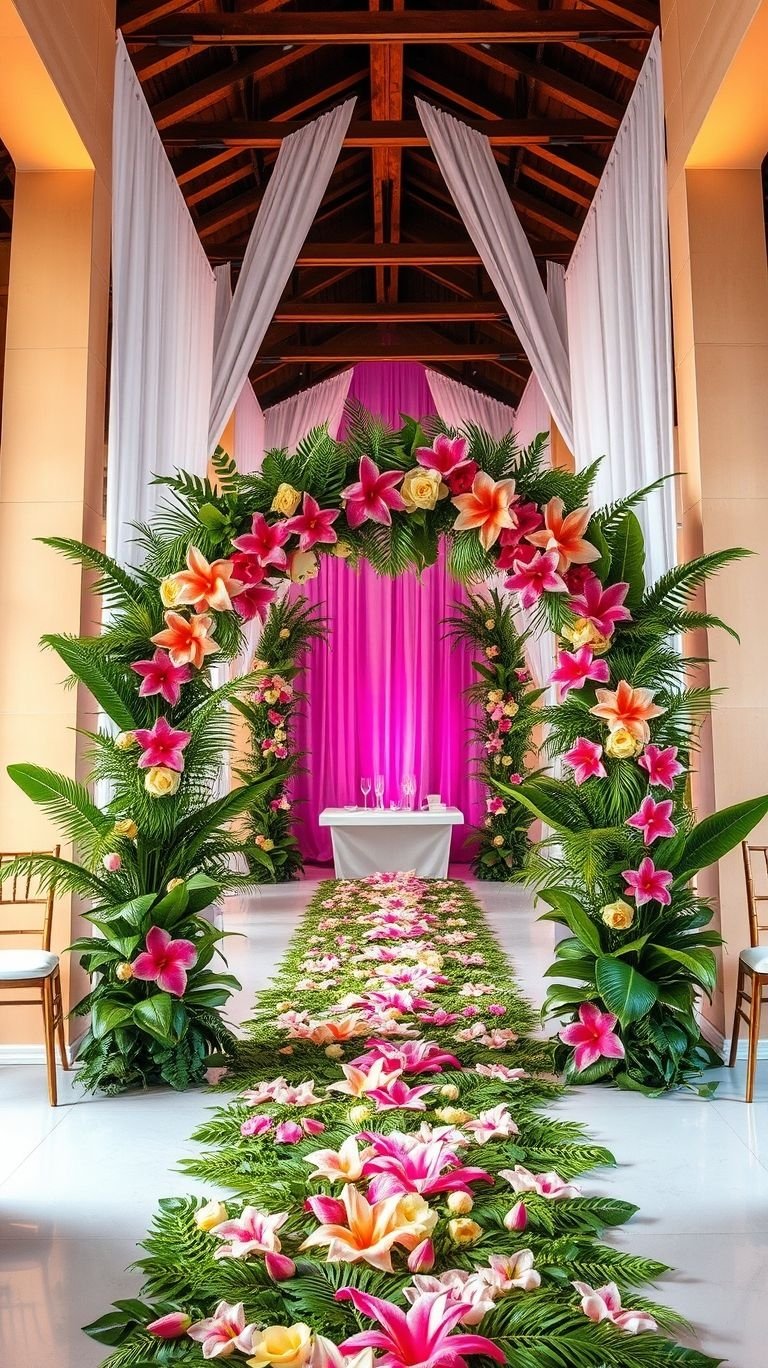 Tropical Wedding Ideas: Guaranteed Gorgeous Celebrations | Pocoko Turn your aisle into a lush escape! Tropical florals add beauty, depth, and a fresh island breeze to your dream ceremony.