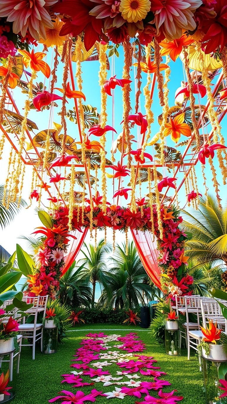 Tropical Wedding Ideas: Guaranteed Gorgeous Celebrations | Pocoko Exotic flowers, rich greenery, and pure romance—your wedding aisle deserves the full tropical treatment!