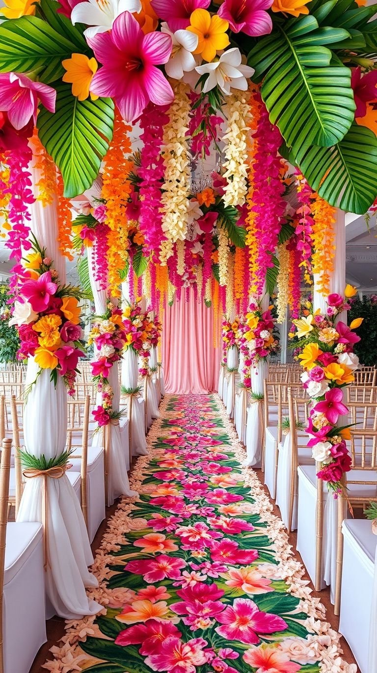 Tropical Wedding Ideas: Guaranteed Gorgeous Celebrations | Pocoko Why settle for basic when your aisle can bloom with tropical magic? Bold florals, flowing greenery, and pure wedding perfection!