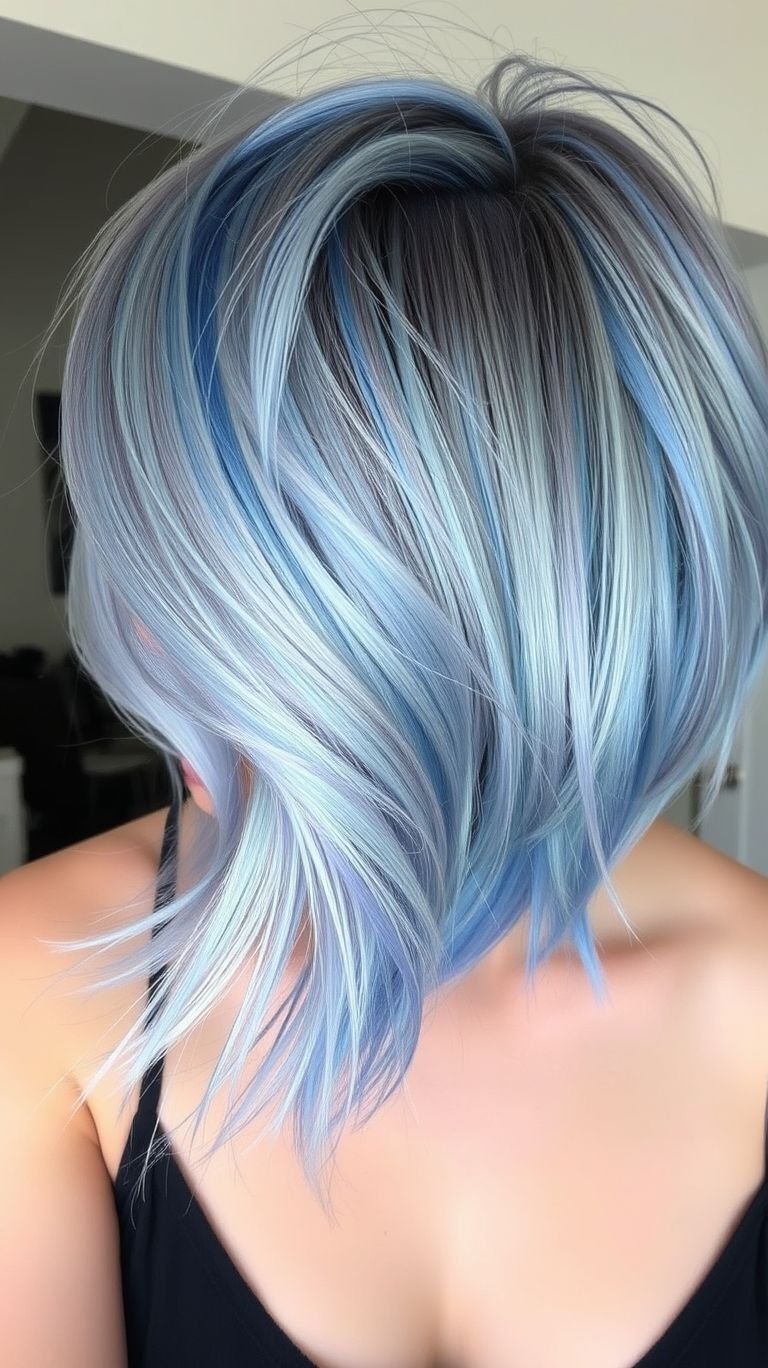 Rock a cosmic-inspired look with short hair in celestial blues! Midnight navy, deep sapphire, and cosmic teal make magic happen.