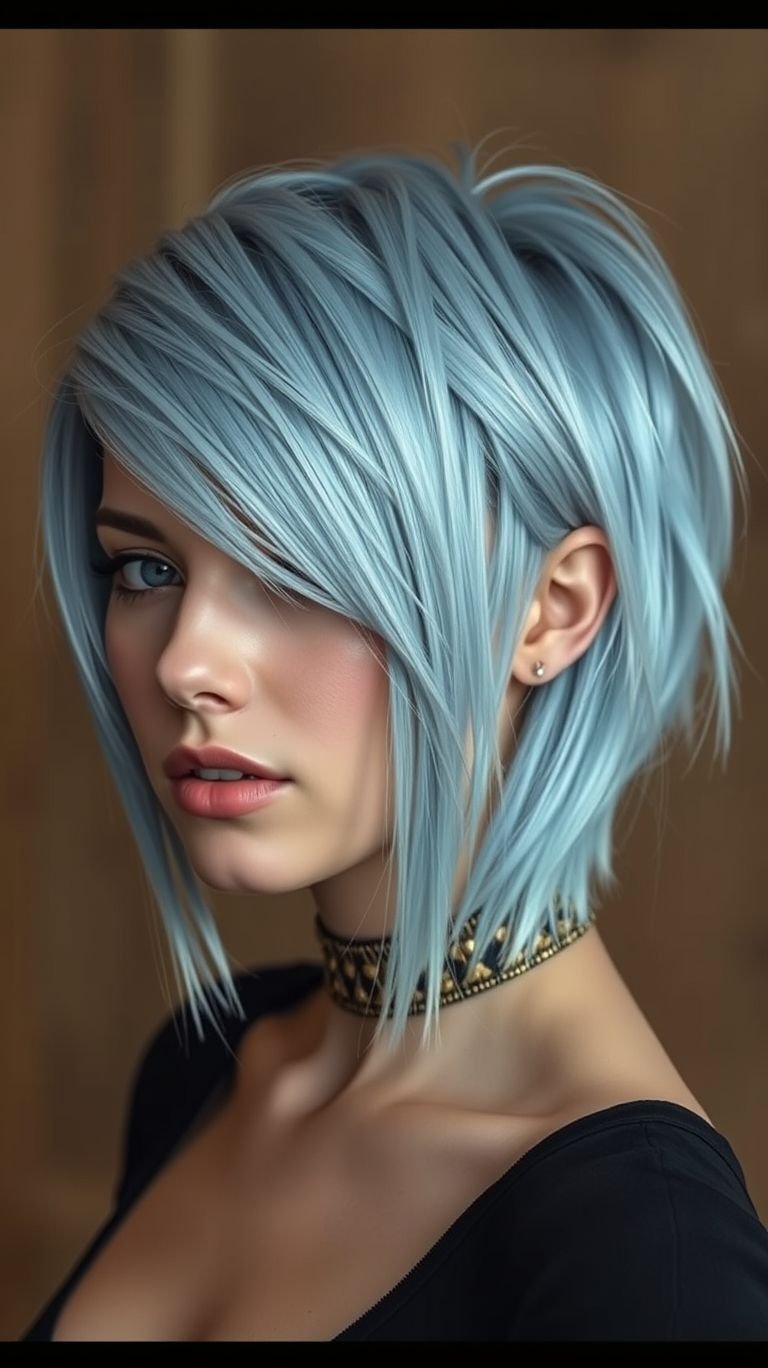 Pastel blues bring softness, deep blues bring mystery—whatever your style, short blue hair makes an unforgettable impact!