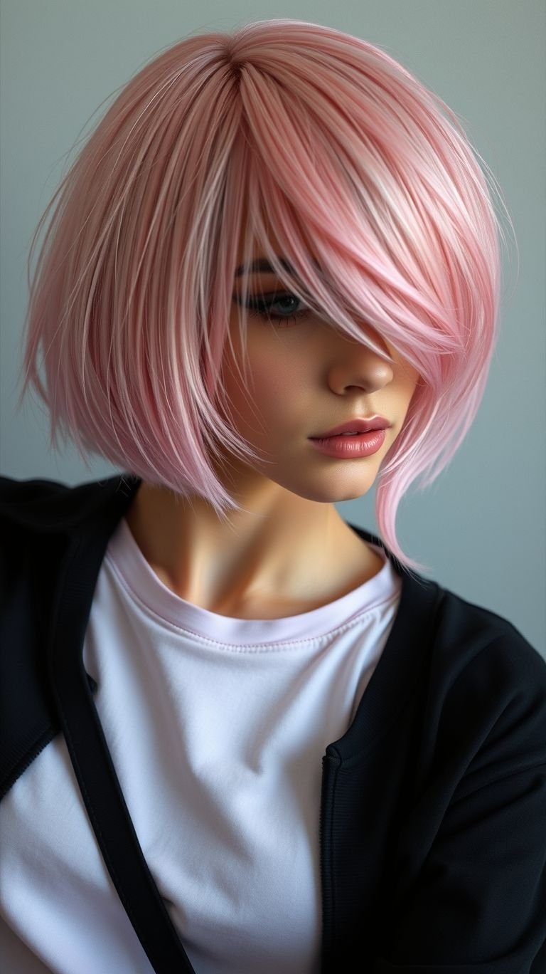 Pink hair, don’t care! Soft yet striking, bubblegum pink transforms short hair into an iconic, fresh, and ultra-trendy masterpiece.
