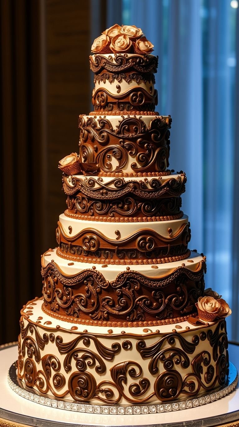 75+ Chocolate Wedding Cakes That Are Too Indulgent to Ignore | Pocoko What’s better than wedding cake? Wedding cake with layers of chocolate AND vanilla! Because great love stories deserve great flavors.