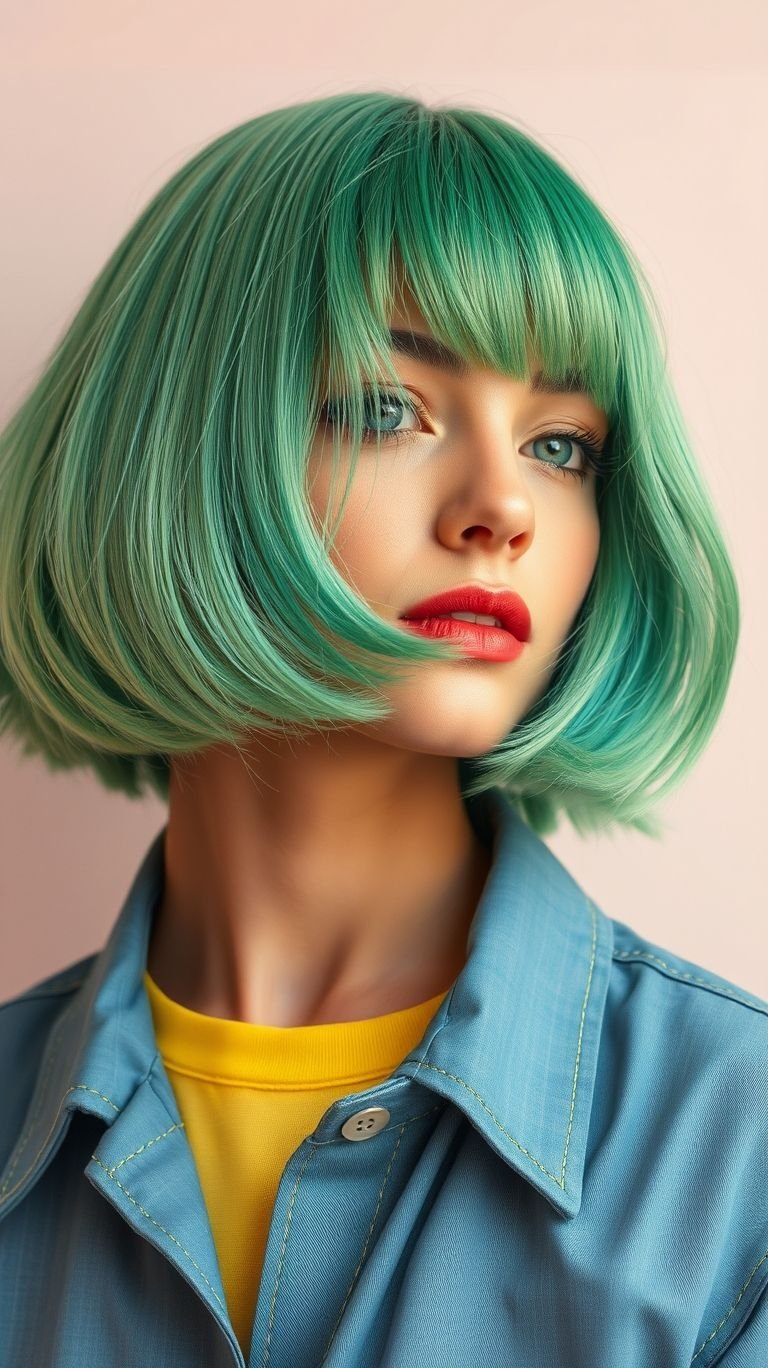 Bring the green vibes to your short hair with shades that scream confidence—because bold is always better!