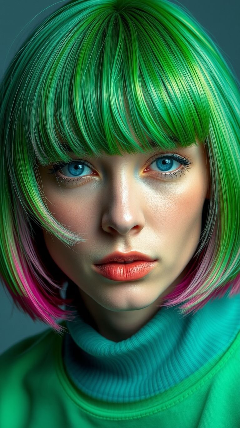 Why blend in when you can stand out? Short green hair is the fearless trend that turns any hairstyle into an instant masterpiece.
