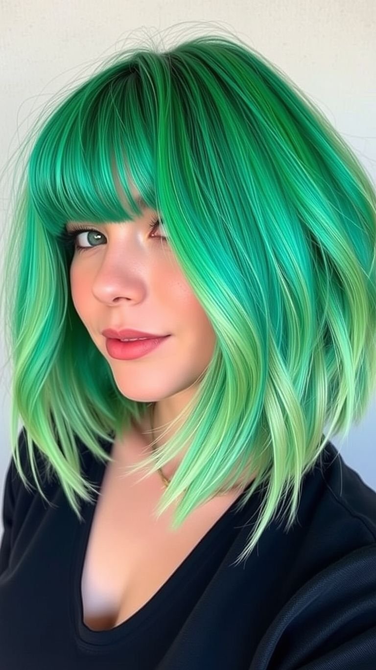 Green hair is for risk-takers and rule-breakers! Short hair makes this bold color even more striking.