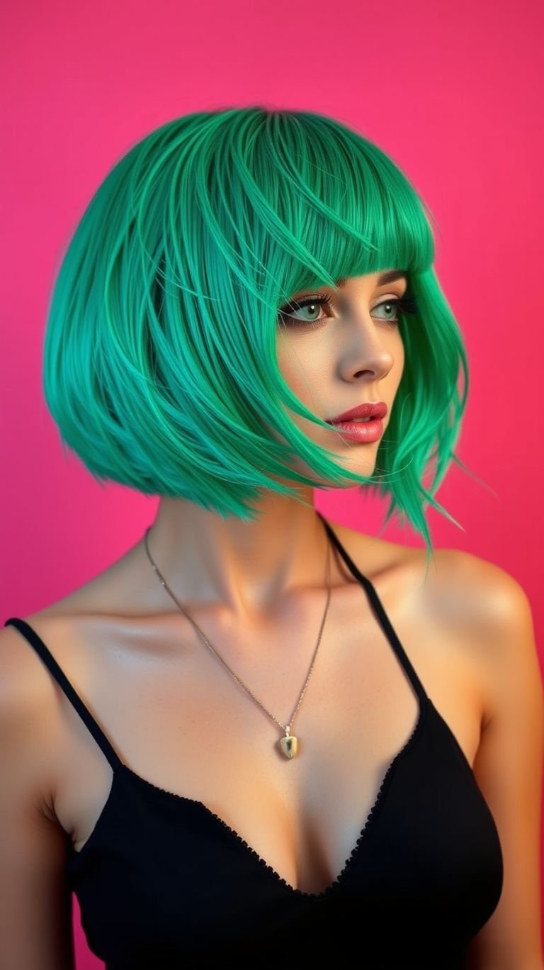 Get in touch with your edgy side! Short green hair is daring, fresh, and the trend that’s redefining bold beauty.