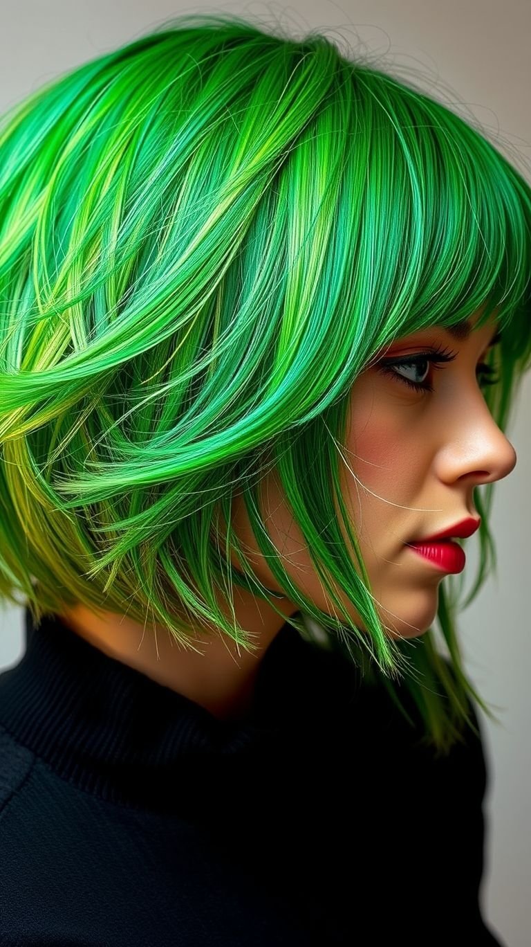 Nothing says fearless like short green hair! Whether neon, deep jade, or pastel, this color trend is taking over.
