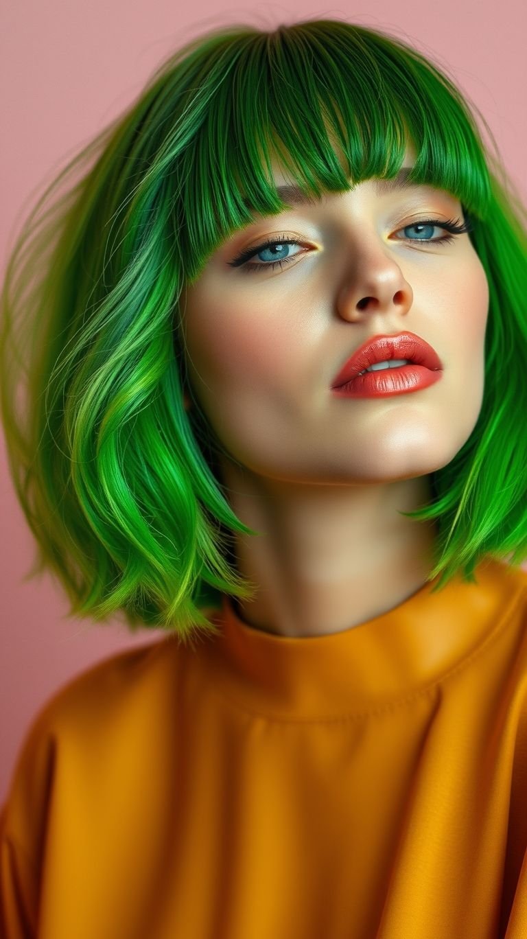 Dare to be different with short green hair! It’s vibrant, unique, and a color trend that makes a serious statement.