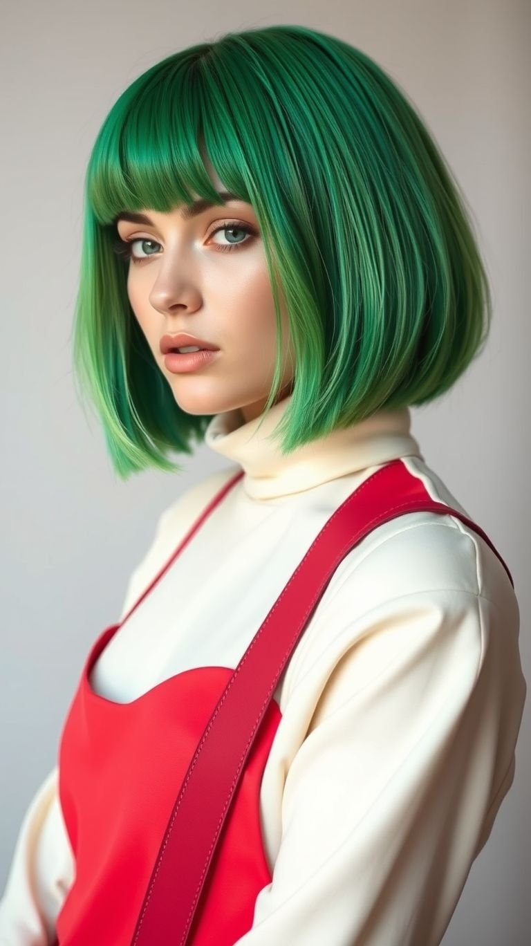 Because life’s too short for boring hair—switch it up with green! Short hairstyles make every shade pop with extra edge.