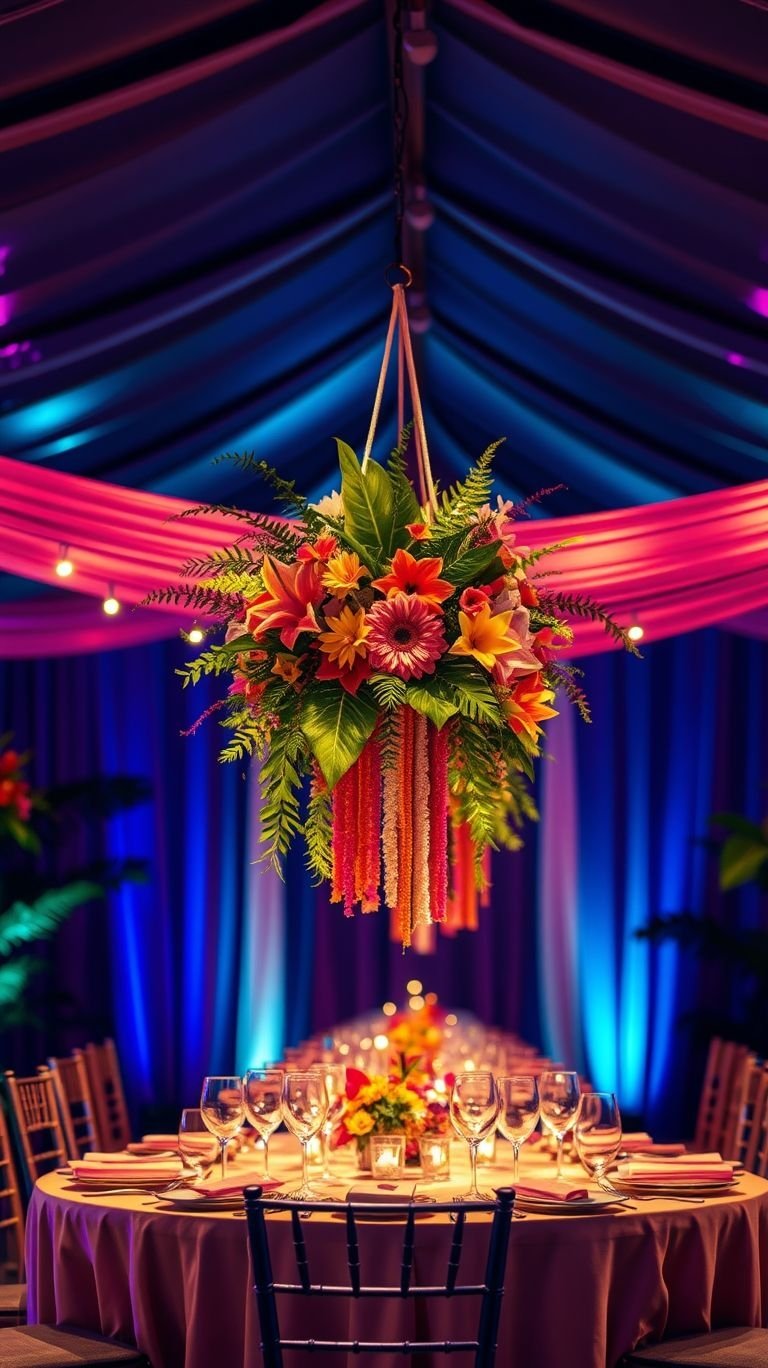 Tropical Wedding Ideas: Guaranteed Gorgeous Celebrations | Pocoko Why just decorate when you can transform? Hanging bouquets make your tropical wedding feel like a lush, romantic escape.