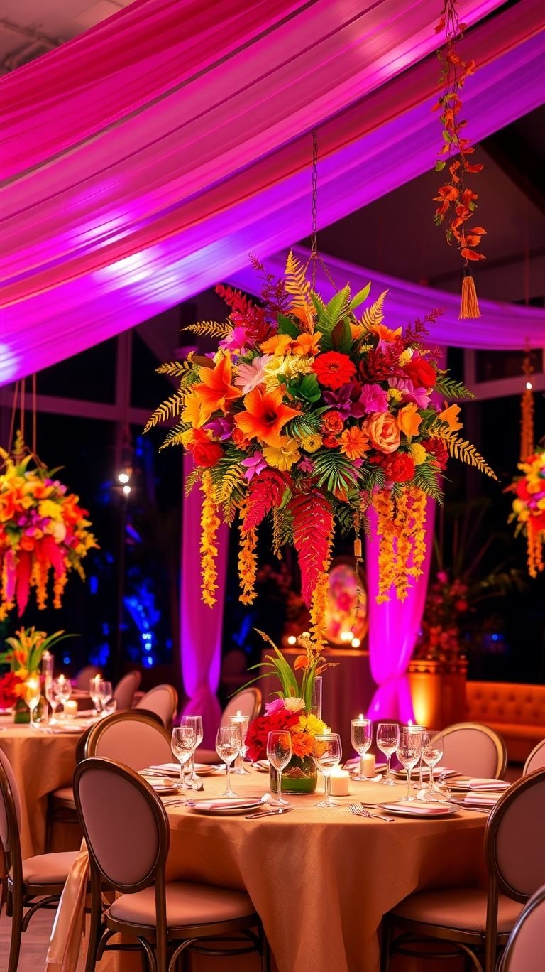 Tropical Wedding Ideas: Guaranteed Gorgeous Celebrations | Pocoko From orchids to hibiscus, hanging bouquets create a floating floral dream! Tropical wedding vibes just got even more magical.