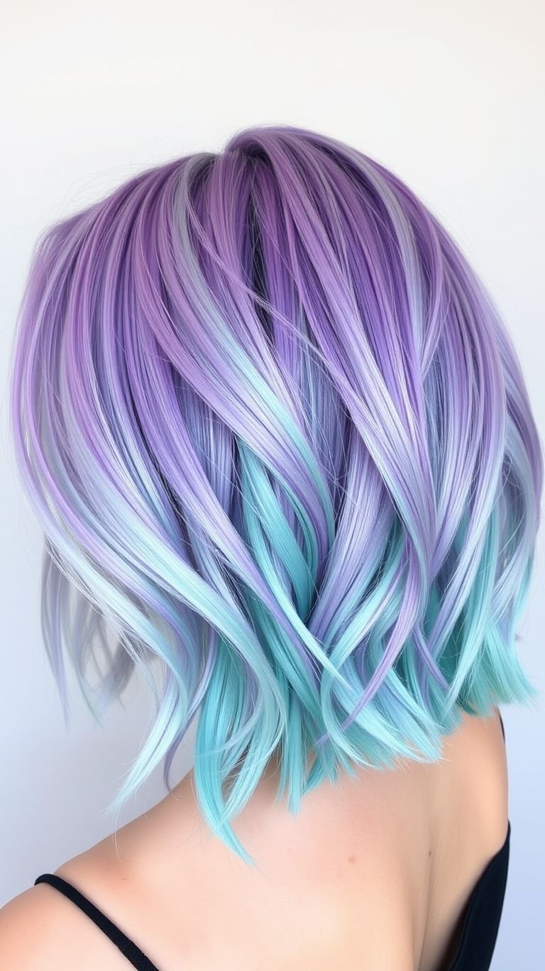 Lavender and mint shades make short hair look straight out of a fantasy. Soft, unique, and packed with personality!