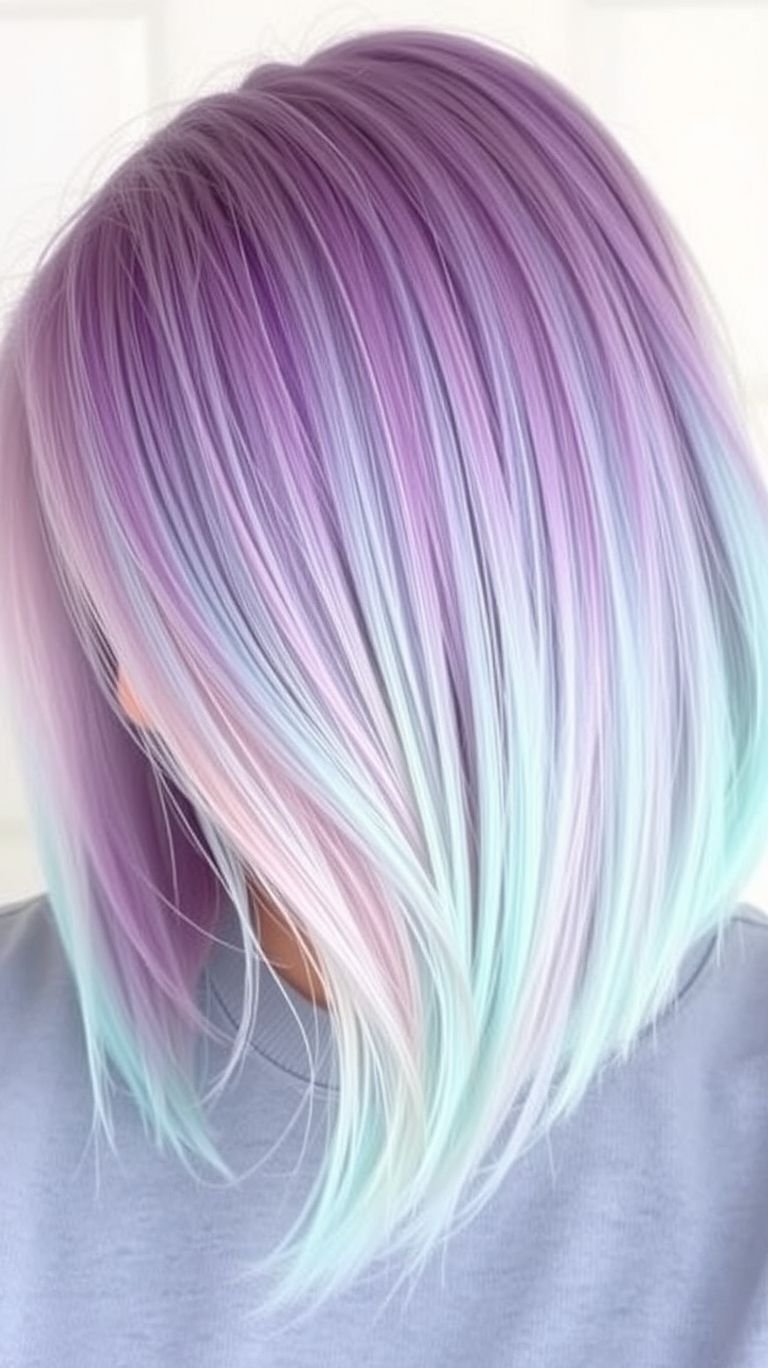 Step into pastel perfection with lavender and mint hues! Short hair has never looked so ethereal and elegant.