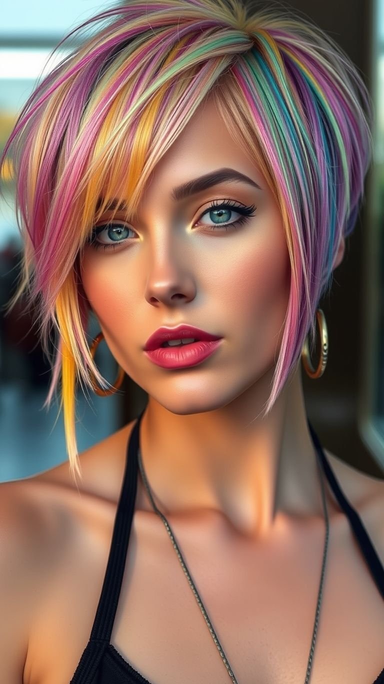 Dual tones, layered shades, or bold multi-color blends—short hair gets a high-impact glow-up with mix color magic!