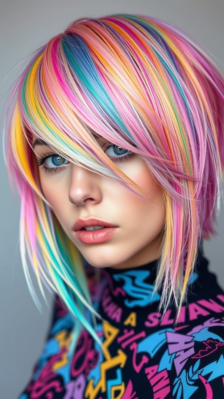 Let your short hair tell a story with mixed colors! Whether subtle fades or bold pops, this trend is all about vibrant creativity.