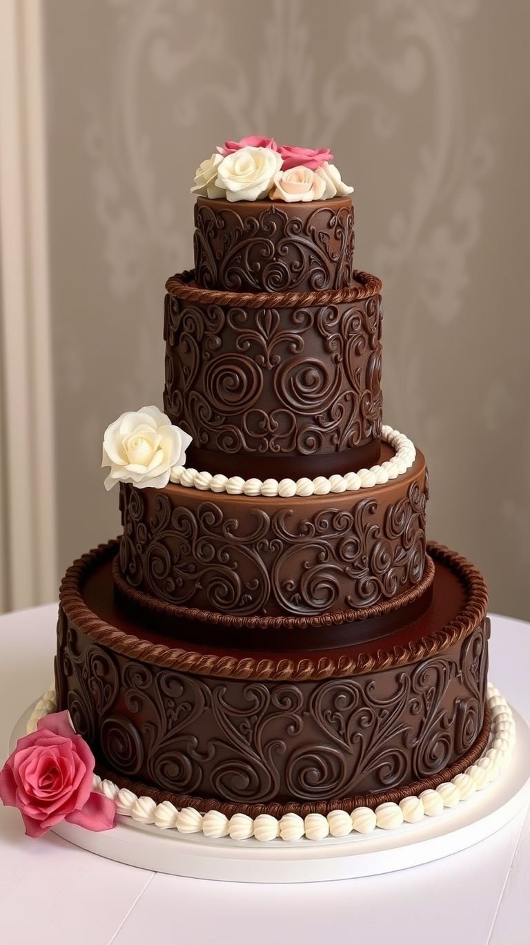75+ Chocolate Wedding Cakes That Are Too Indulgent to Ignore | Pocoko Velvet-soft chocolate, luxurious layers, and wedding-day magic—this cake is the sweetest way to celebrate love!