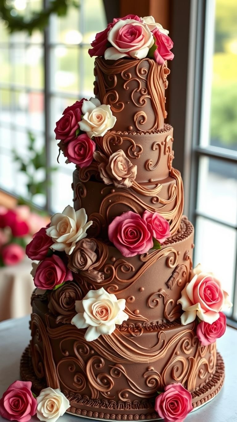 75+ Chocolate Wedding Cakes That Are Too Indulgent to Ignore | Pocoko Chocolate lovers, this one’s for you! A wedding cake dripping in pure cocoa decadence—sweet, stunning, and unforgettable.