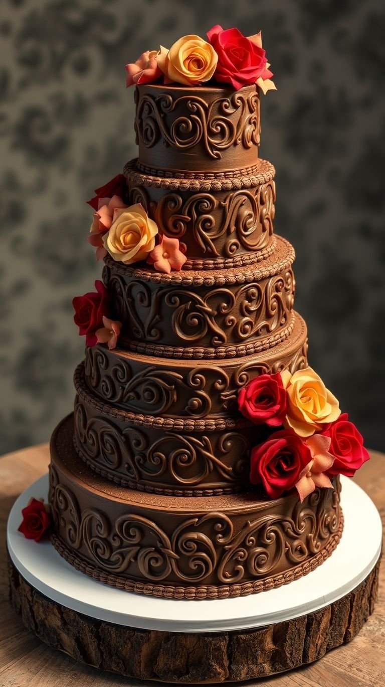 75+ Chocolate Wedding Cakes That Are Too Indulgent to Ignore | Pocoko Classic, timeless, and oh-so-delicious! A wedding cake made entirely of rich chocolate is a love story in itself.