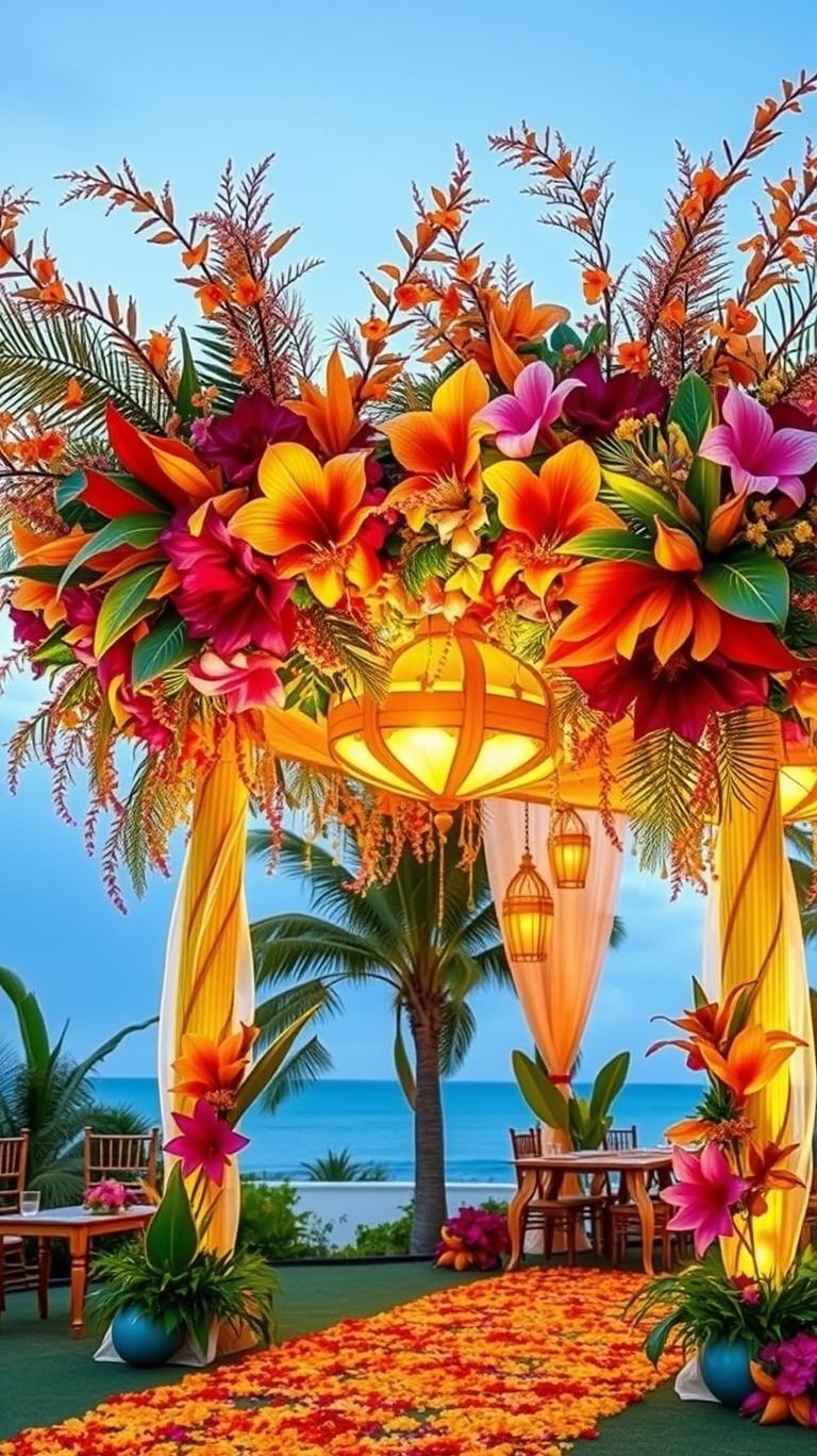 Tropical Wedding Ideas: Guaranteed Gorgeous Celebrations | Pocoko Endless views, fragrant florals, and the sound of waves—this tropical wedding aisle is the definition of breathtaking simplicity!